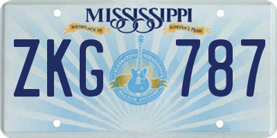 MS license plate ZKG787