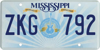 MS license plate ZKG792