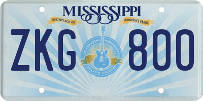 MS license plate ZKG800