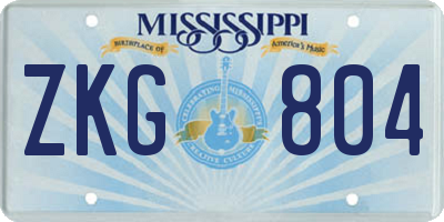 MS license plate ZKG804