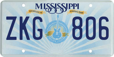 MS license plate ZKG806