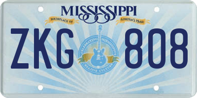 MS license plate ZKG808