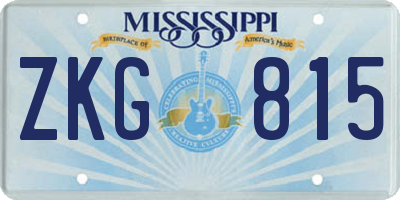 MS license plate ZKG815