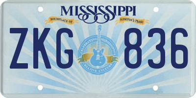 MS license plate ZKG836