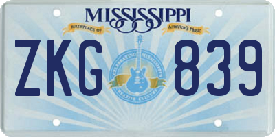 MS license plate ZKG839