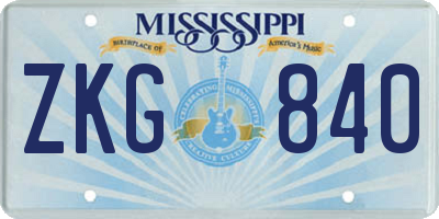 MS license plate ZKG840