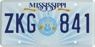 MS license plate ZKG841