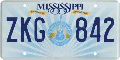 MS license plate ZKG842
