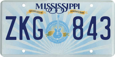 MS license plate ZKG843
