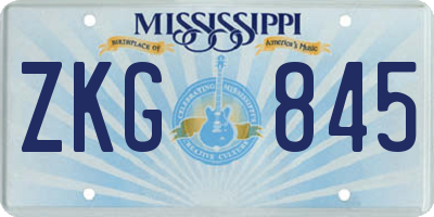 MS license plate ZKG845