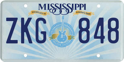 MS license plate ZKG848