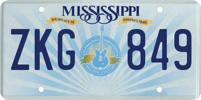MS license plate ZKG849