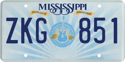 MS license plate ZKG851