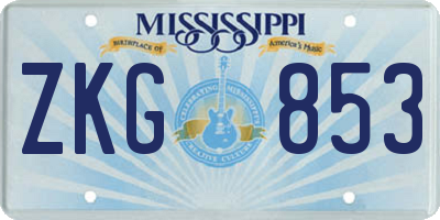 MS license plate ZKG853