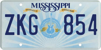 MS license plate ZKG854