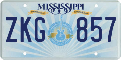 MS license plate ZKG857
