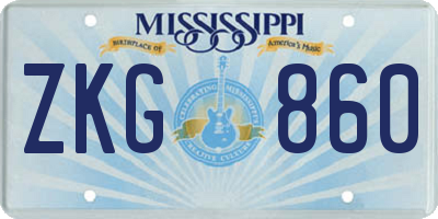MS license plate ZKG860