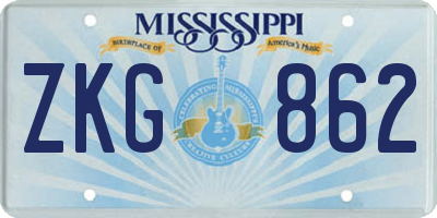 MS license plate ZKG862