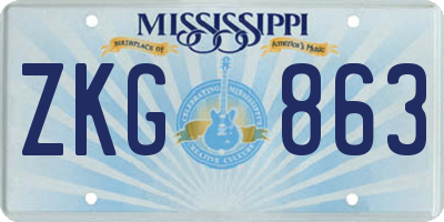 MS license plate ZKG863