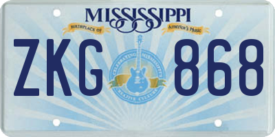 MS license plate ZKG868
