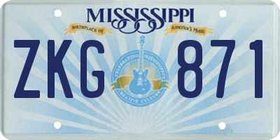 MS license plate ZKG871