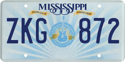 MS license plate ZKG872