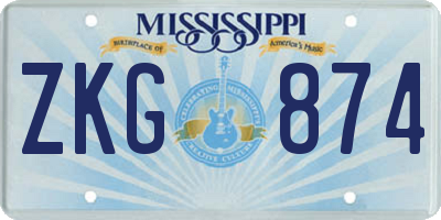 MS license plate ZKG874
