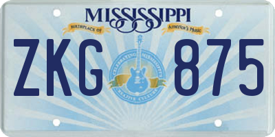 MS license plate ZKG875