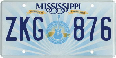 MS license plate ZKG876