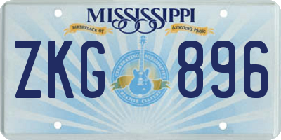 MS license plate ZKG896