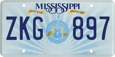 MS license plate ZKG897