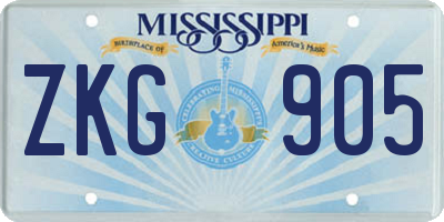MS license plate ZKG905
