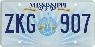 MS license plate ZKG907
