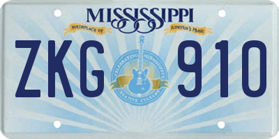 MS license plate ZKG910