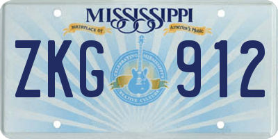 MS license plate ZKG912