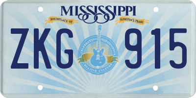 MS license plate ZKG915