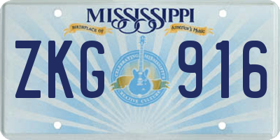 MS license plate ZKG916