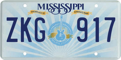 MS license plate ZKG917