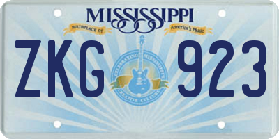 MS license plate ZKG923
