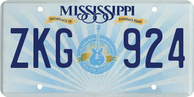 MS license plate ZKG924