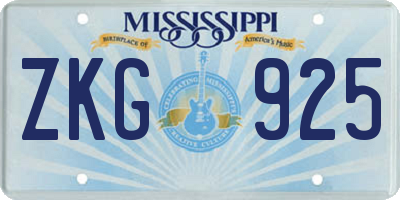 MS license plate ZKG925