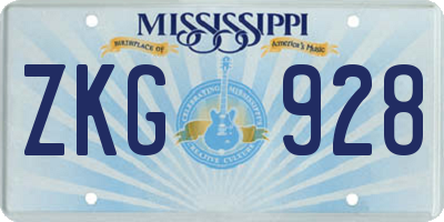 MS license plate ZKG928
