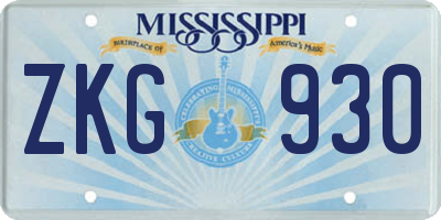 MS license plate ZKG930