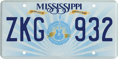 MS license plate ZKG932
