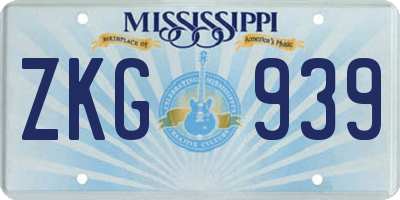 MS license plate ZKG939
