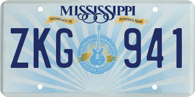 MS license plate ZKG941