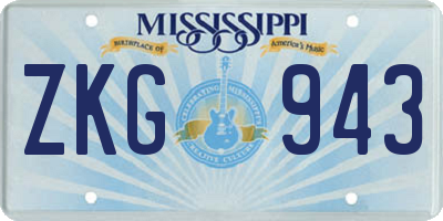 MS license plate ZKG943