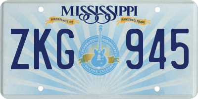 MS license plate ZKG945