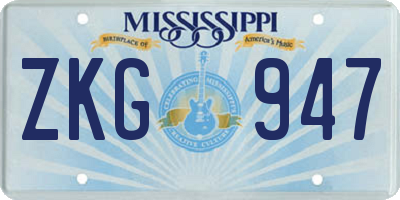 MS license plate ZKG947
