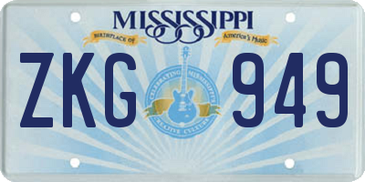 MS license plate ZKG949